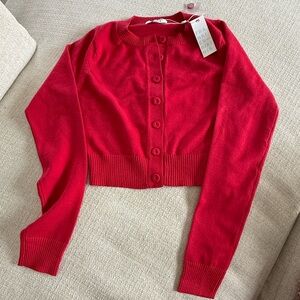 NWT Frankies Bikinis Red Cropped Cardigan - Medium